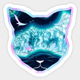 Geode iridescent lapis lazuli gemstone cat - Wiccan Sticker